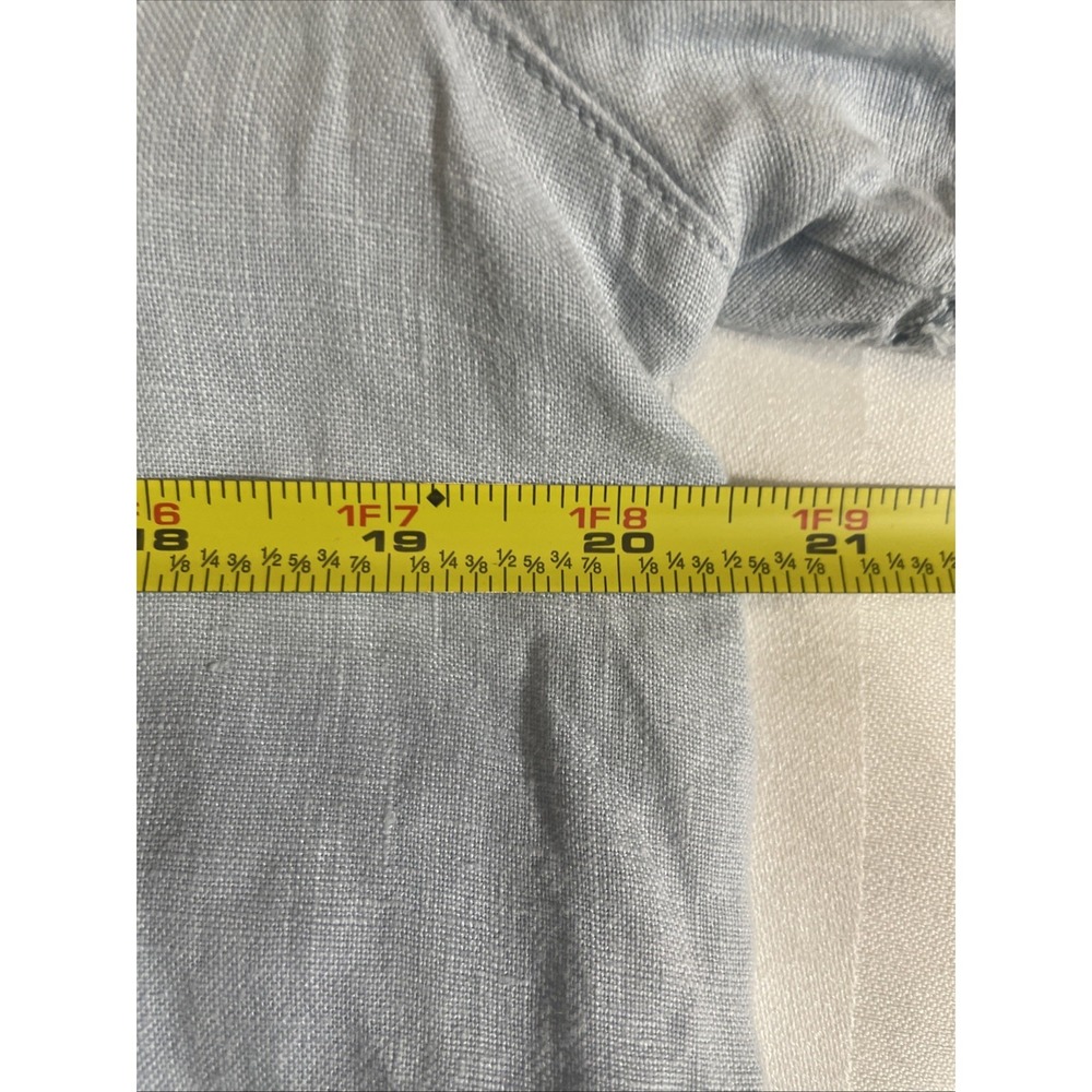 Joie 100% Linen Baby Blue Cropped Button Down Short Sleeve Shirt Women's Medium - Picture 6 of 10